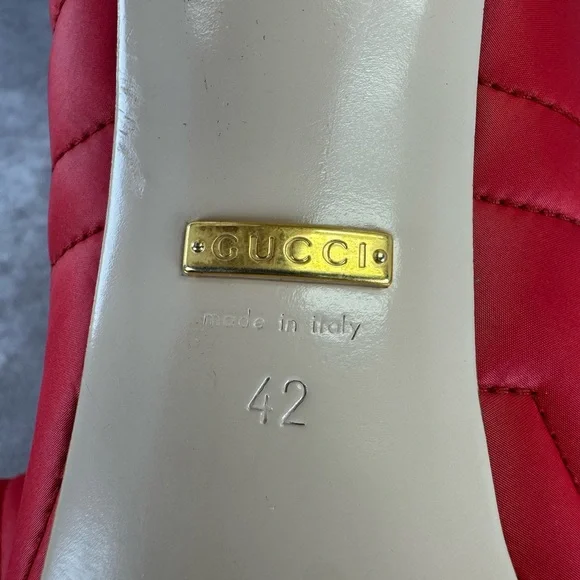 Gucci Gg Matelasse 95mm Red Nylon Slouchy Quilted Heeled Boots - Picture 13 of 13